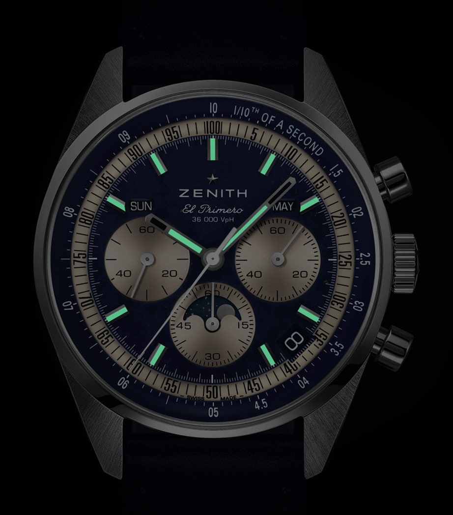 Zenith Chronomaster 38mm stainless steel watch with blue dial - British product