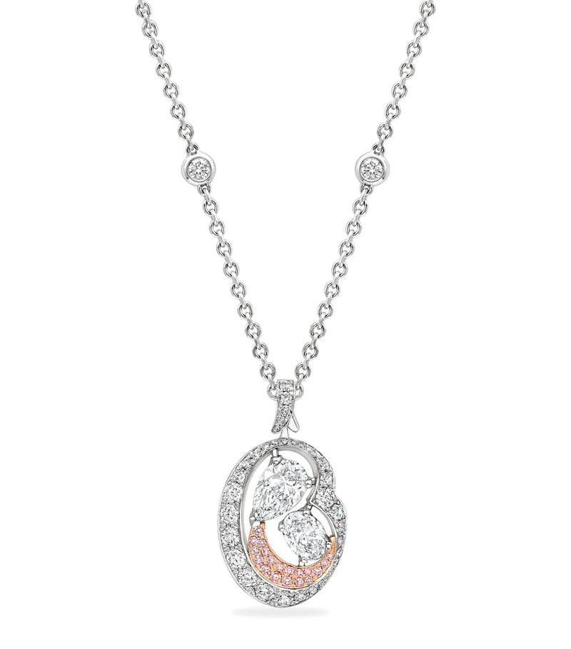 Boodles platinum rose gold diamond motherhood necklace (British brand)