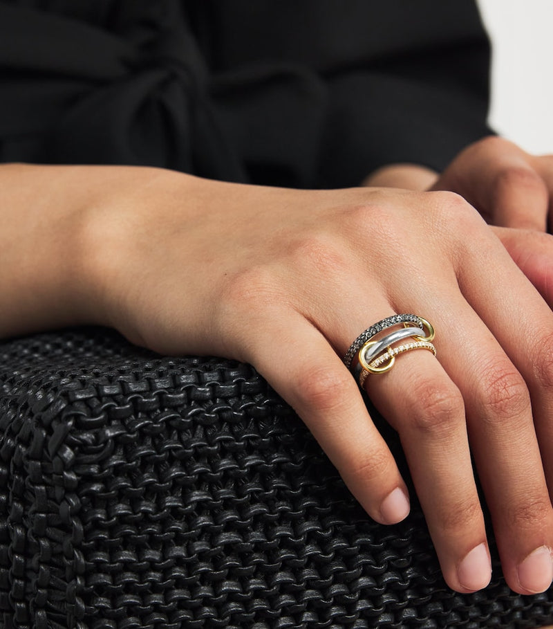 Spinelli Kilcollin mixed gold and diamond Scorpio ring, imported from the UK