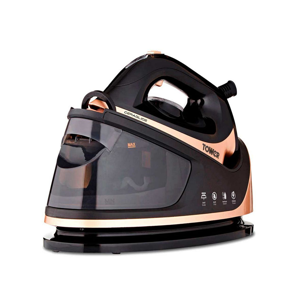 Tower Ceraglide 2700W Steam Generator with 1.2 Litre Capacity Water Tank Champagne Gold and Black