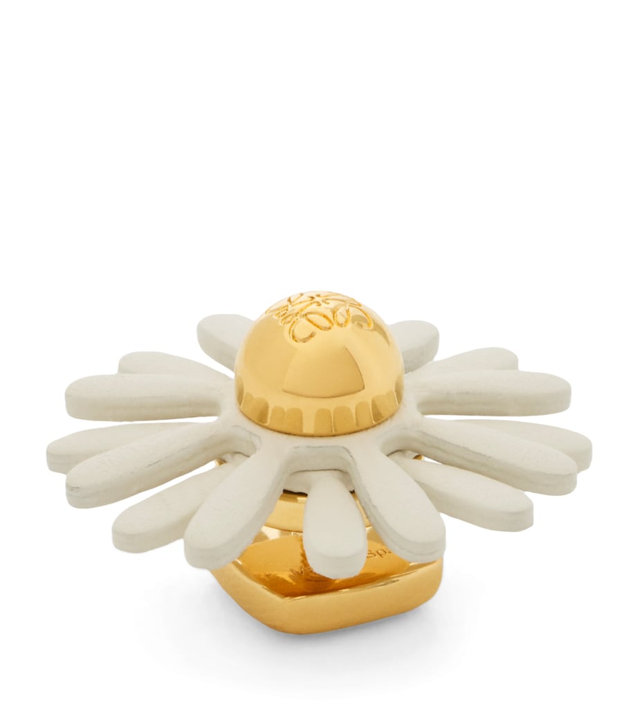 LOEWE leather-trim flower pin H1cm W2.5cm, imported from the UK