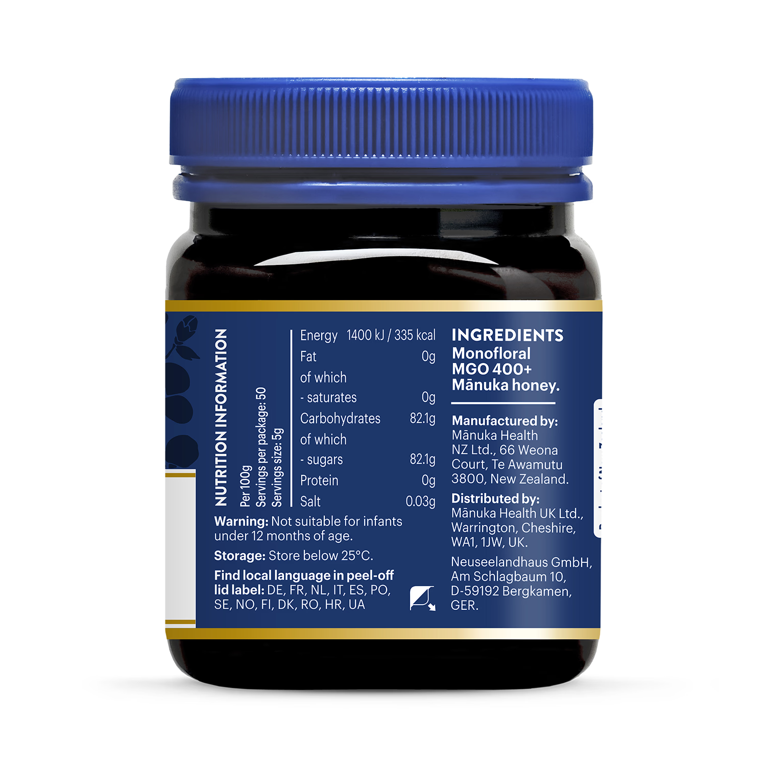 Manuka Health MGO 400+ Manuka Honey 250g, UK version