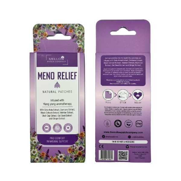 Mellow Patch Meno Relief topical patch 18 count, imported from the UK
