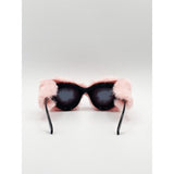 SVNX Cateye-Sonnenbrille aus Kunstpelz, pink, mehrfarbige Steine (Britische Marke)