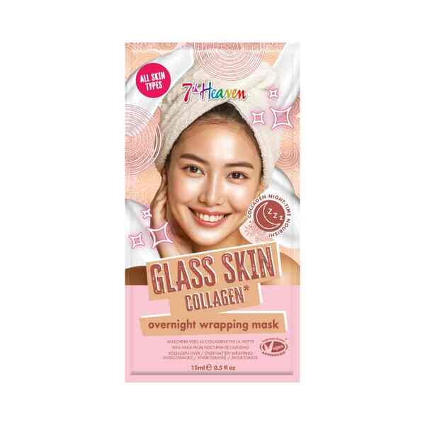 7th Heaven Glass Skin Collagen overnight wrapping mask, imported from the UK