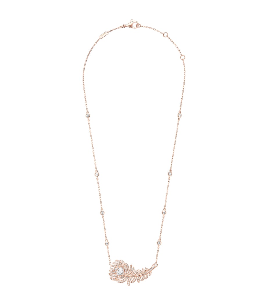 Boucheron Plume de Paon necklace rose gold diamonds, imported from the UK