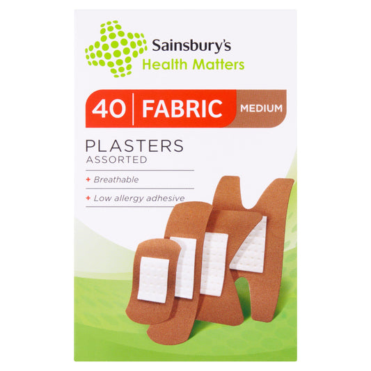 Sainsbury's Fabric Medium Plasters Assorted x40 PERSONAL CARE Sainsburys   