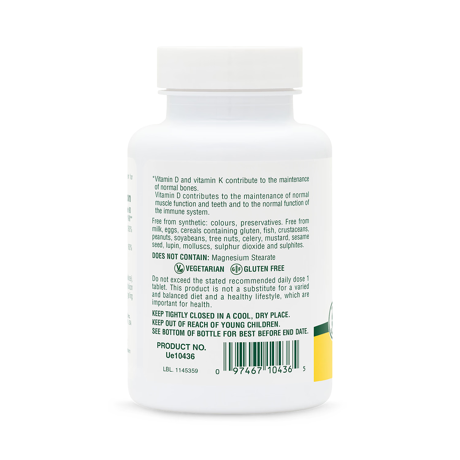 NaturesPlus vitamin D3 and K2 tablets, imported from the UK