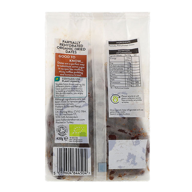 Holland & Barrett organic dates 420g, UK version