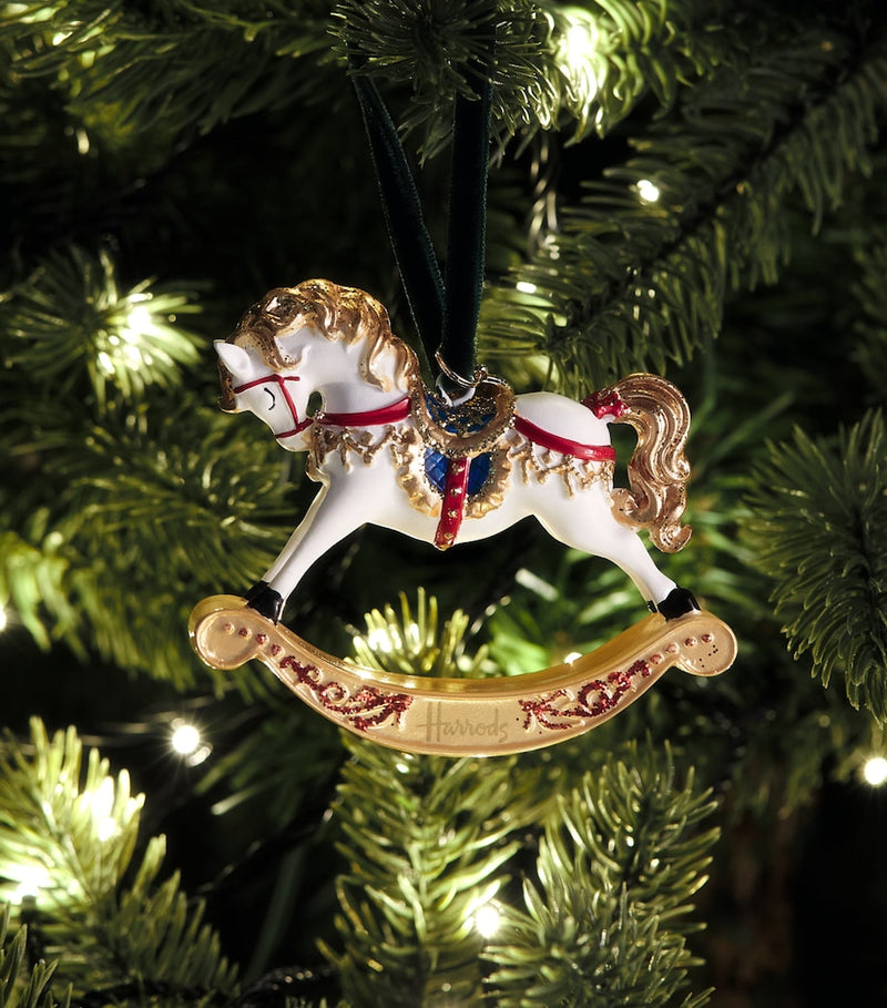 Harrods rocking horse tree decoration 10cm, imported from the UK