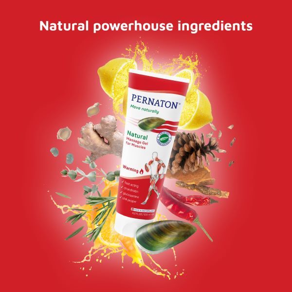 Pernaton natural warming gel muscle massage 125ml, UK version