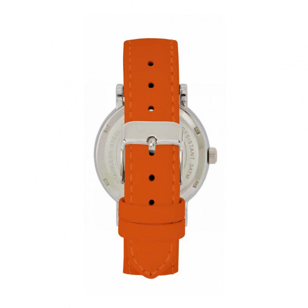 Toff London Mum Watch with orange flower dial and leather strap - British product