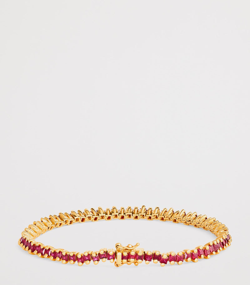 Suzanne Kalan yellow gold and ruby tennis bracelet, imported from the UK