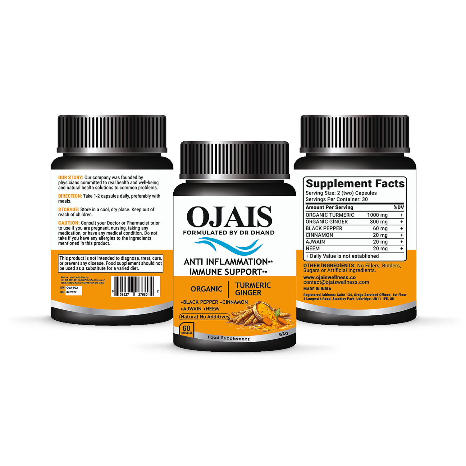 Immunity supplement with turmeric ginger black pepper, imported from the UK