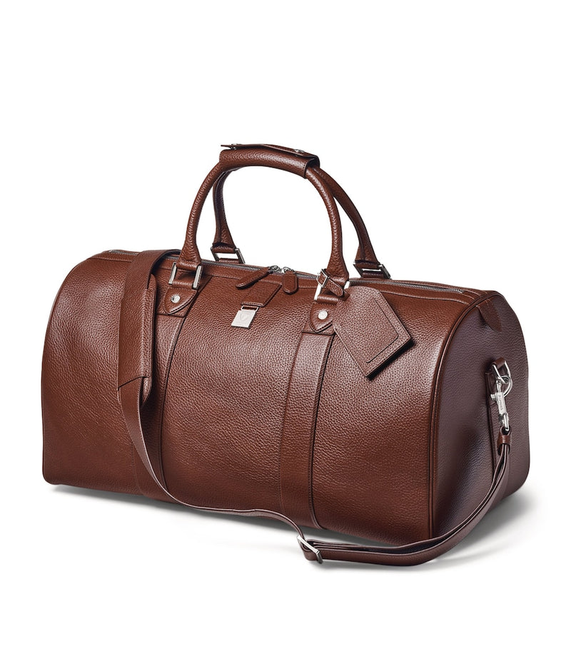 Aspinal of London Boston leather holdall with brass trims, UK version