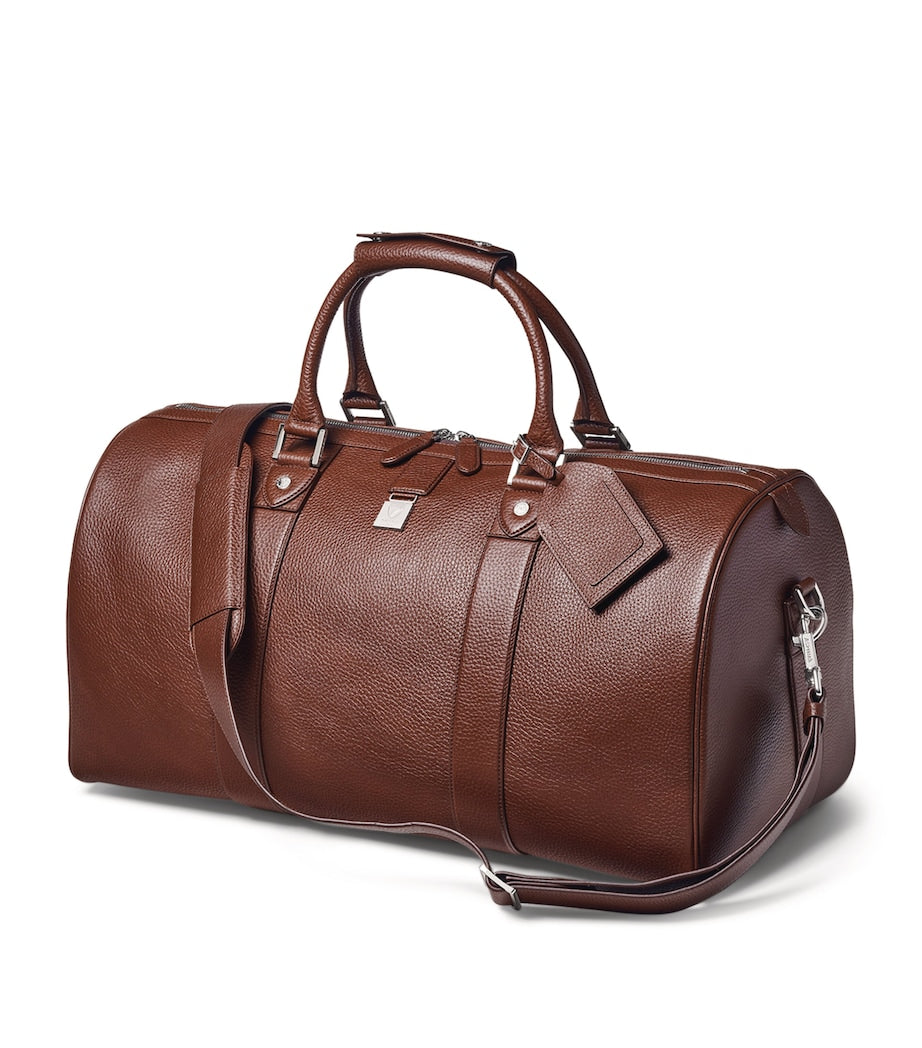 Aspinal of London Boston leather holdall with brass trims, UK version