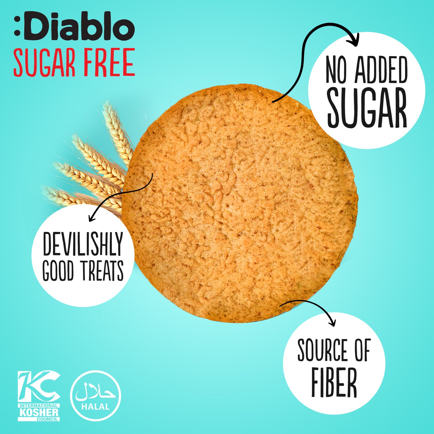 Diablo no added sugar digestive cookies 150g, imported from the UK