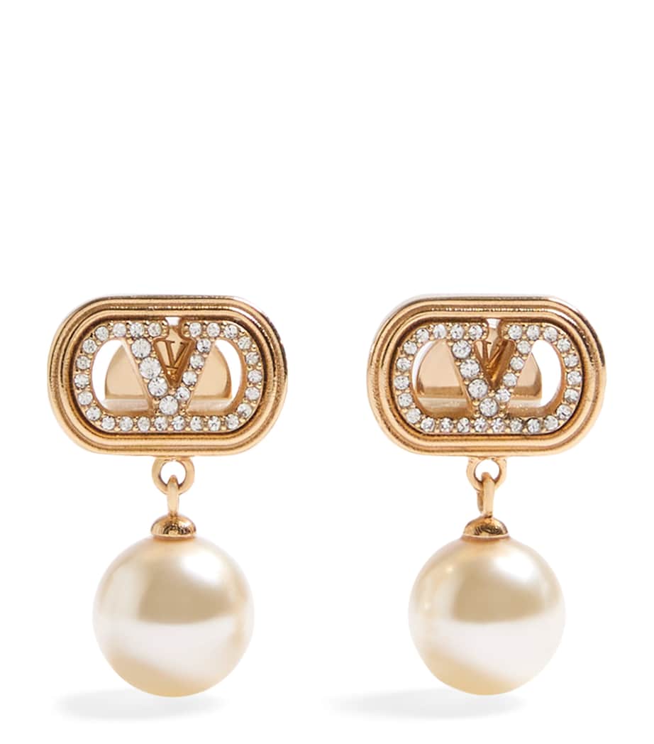 Valentino Garavani Crystal Ovalette Logo Earrings - British product