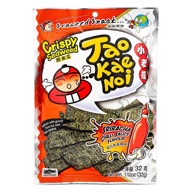 Tao Kae Noi crispy seaweed Sriracha flavour, imported from the UK