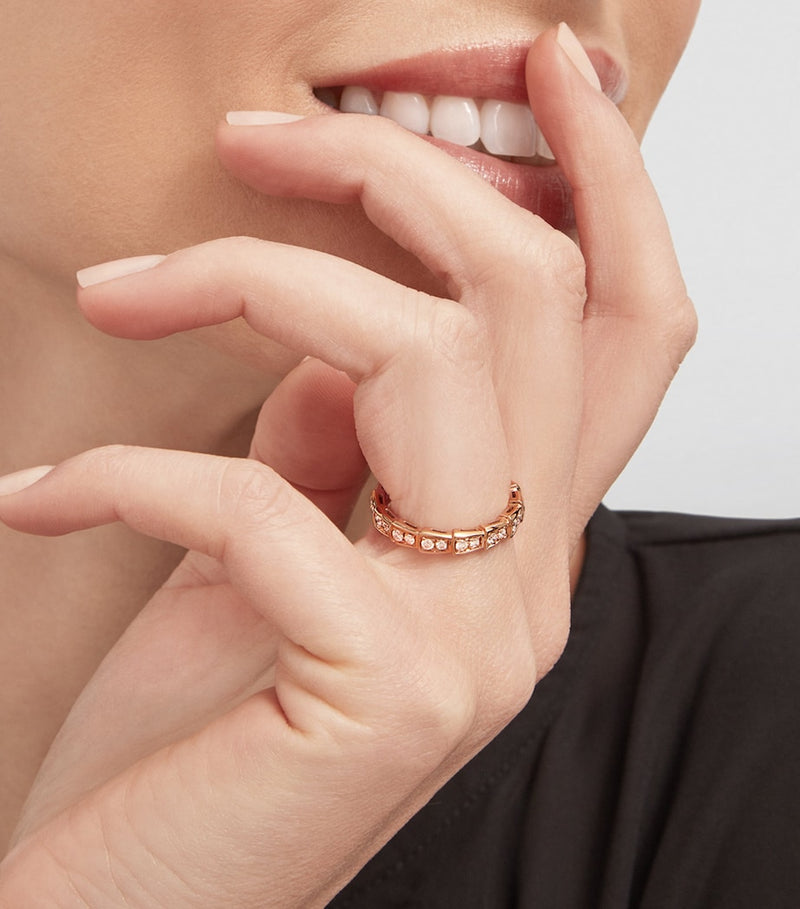Bvlgari Serpenti Viper ring rose gold diamond (British brand)