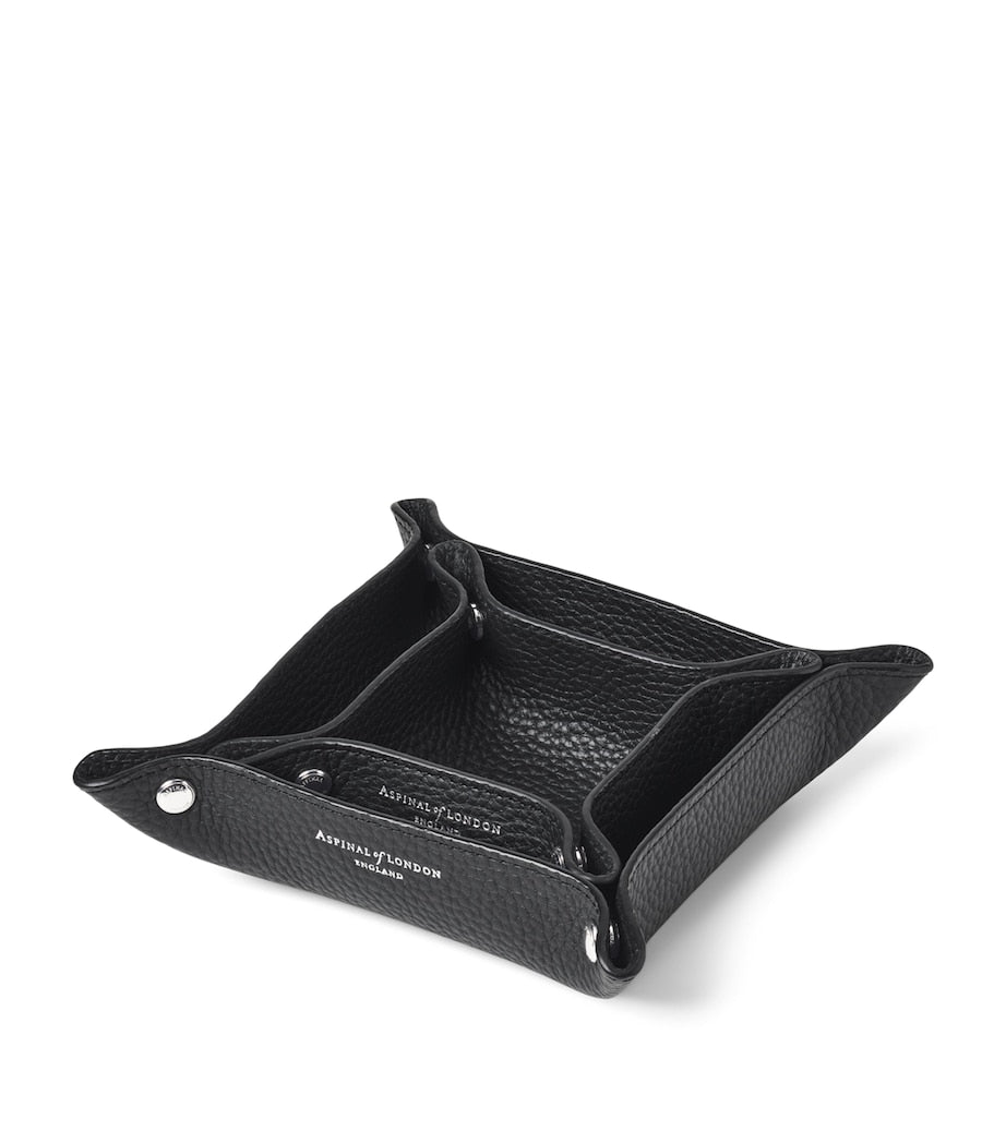 Aspinal Of London medium grained leather tidy tray 13cm x 13cm - British product