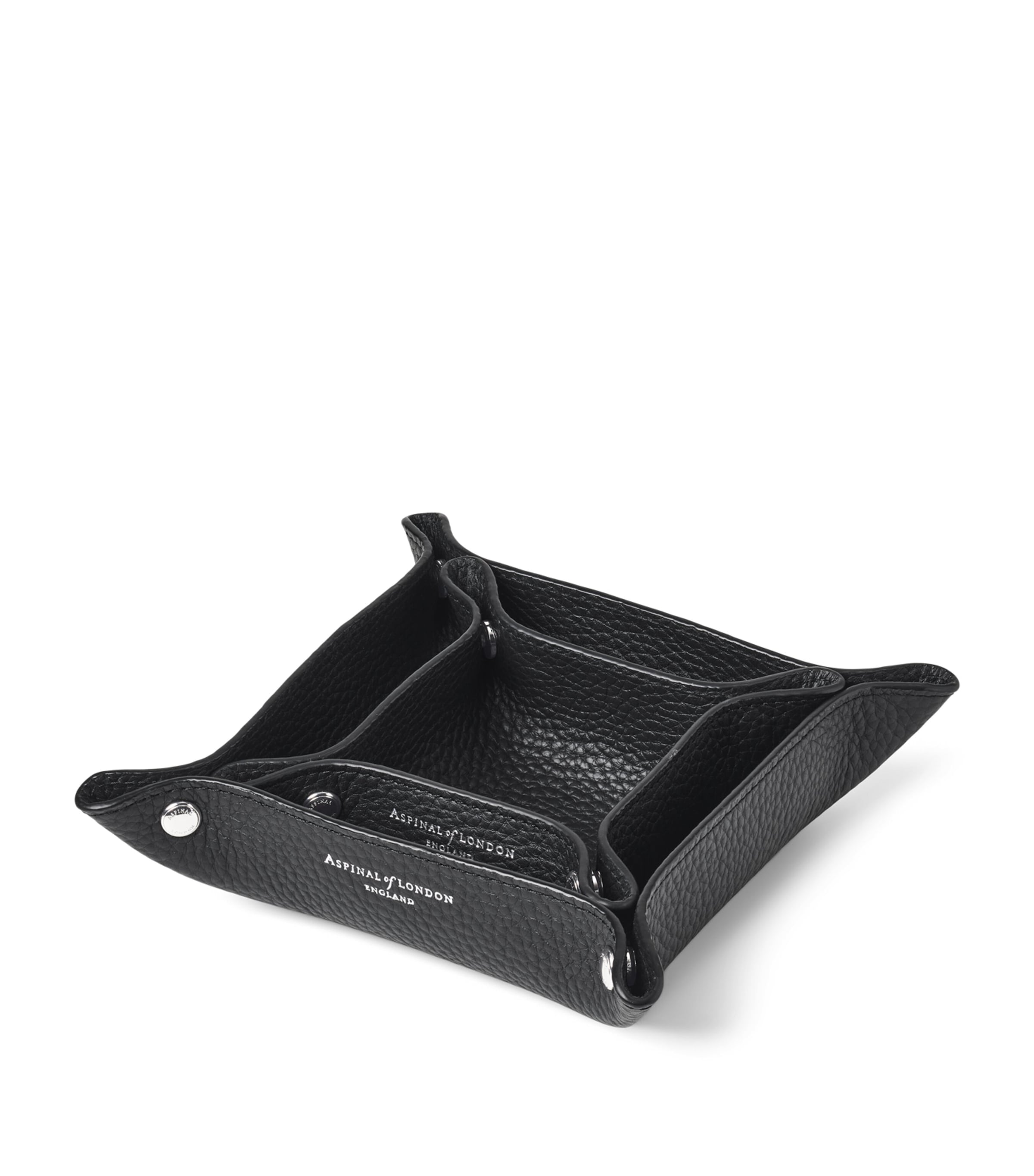 Aspinal Of London medium grained leather tidy tray 13cm x 13cm - British product