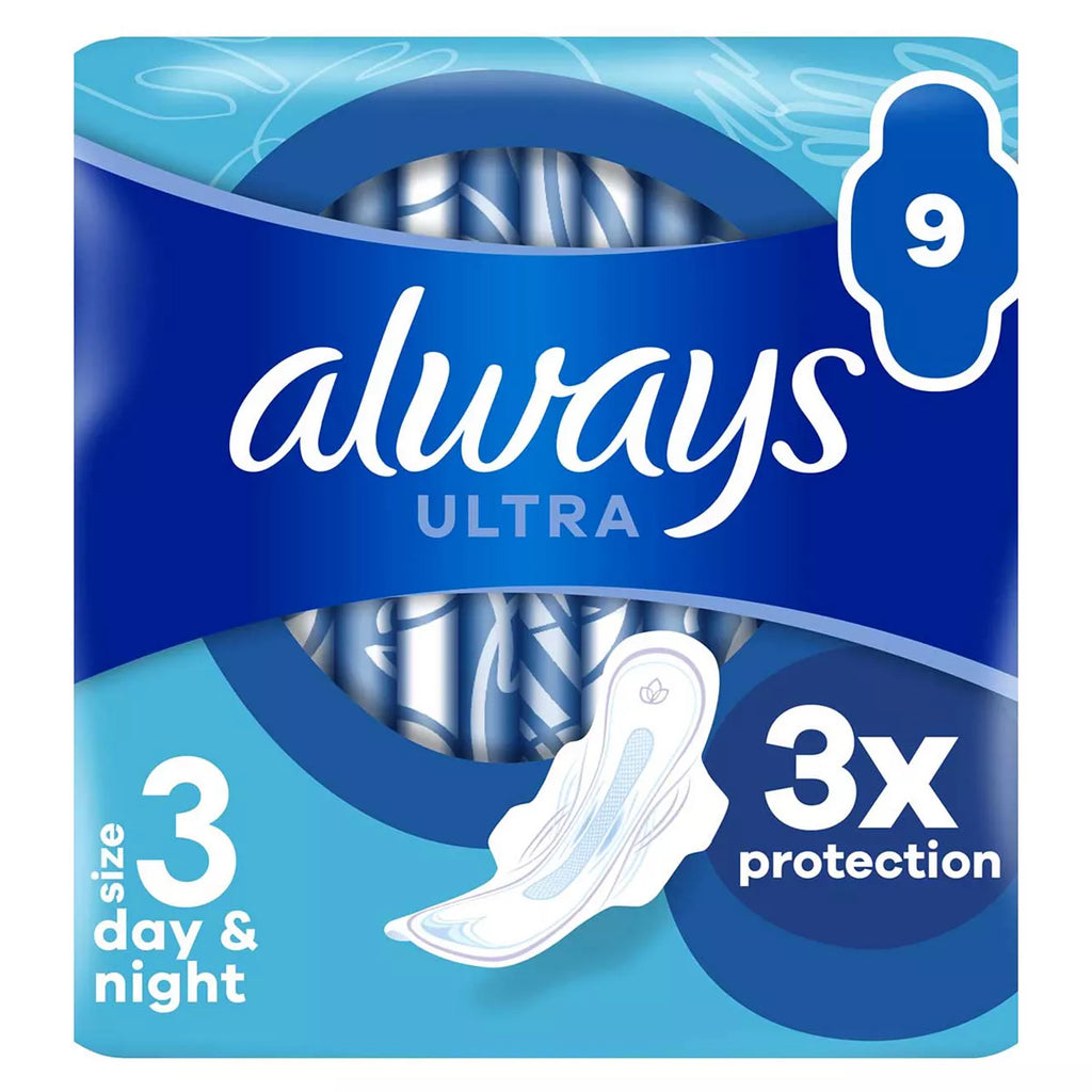 Always Ultra Sanitary Towels Day & Night (Size 3) Wings X9 Pads