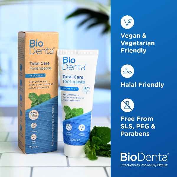 BioDenta Natural Whitening Toothpaste TOTAL CARE Vegan-3pk GOODS Superdrug   