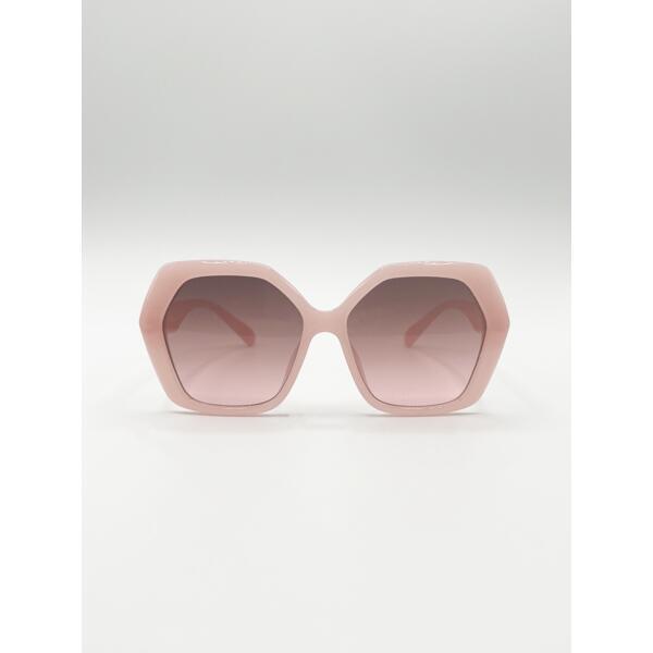 SVNX oversized rounded angular sunglasses in pink (one size), imported from the UK
