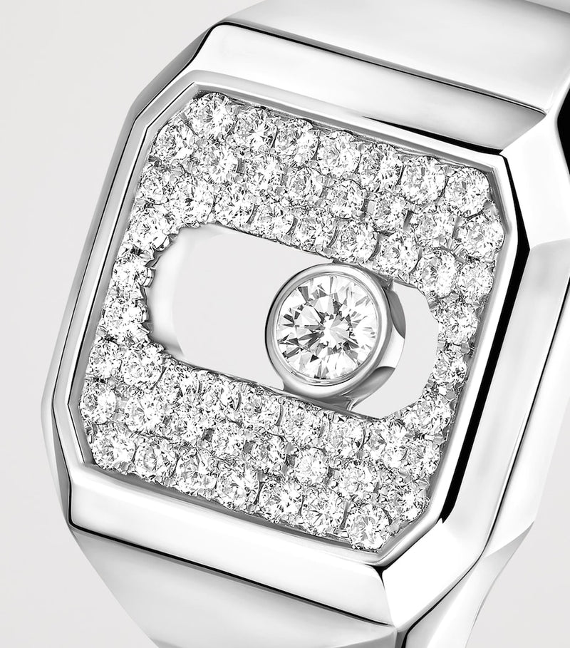 Messika Move white gold diamond signet ring 0.27ct - British product