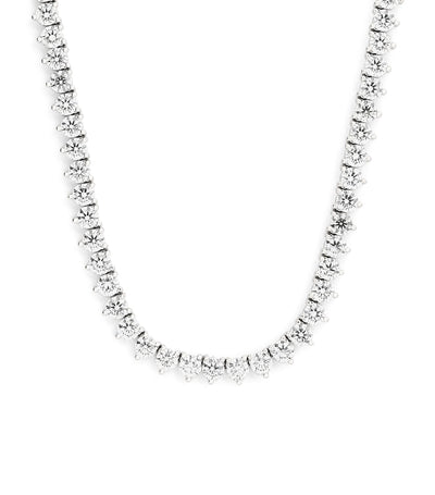 Harrods Harrods White Gold and Diamond Tennis Necklace (37.24ct)- Buy online at McGrocer