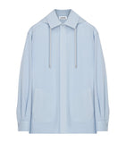 Lightweight Cotton Satin Hooded Overshirt with Detachable Hood