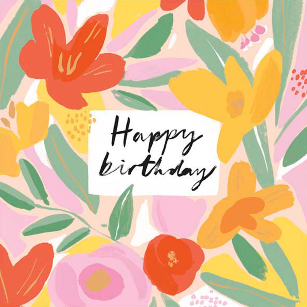 Sainsbury's Happy Birthday Card Tropical Flowers Greeting Card