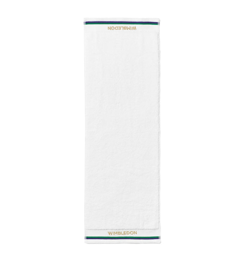Christy Wimbledon sports towel white green stripes UK version