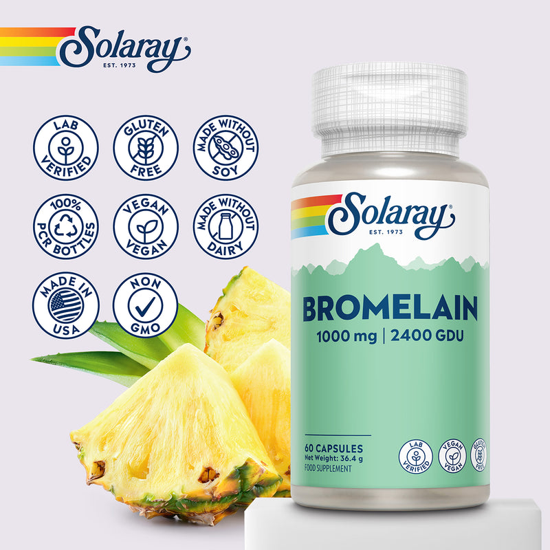 Solaray Bromelain 1000mg supplement 60 capsules - British product