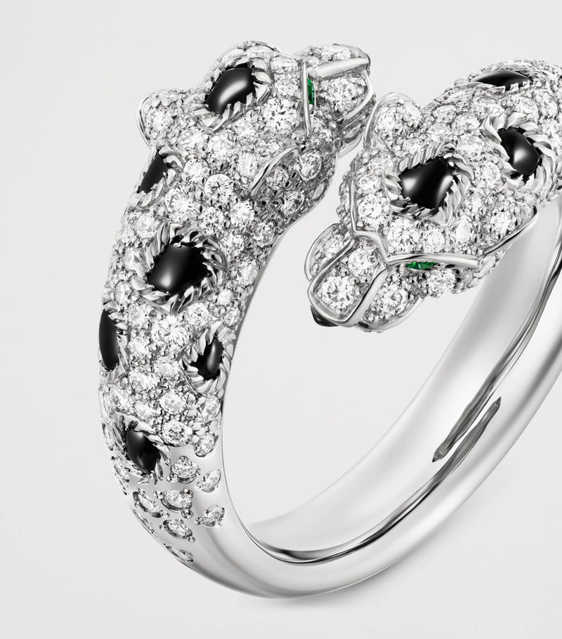 Cartier Panthère white gold diamond emerald onyx ring - British product