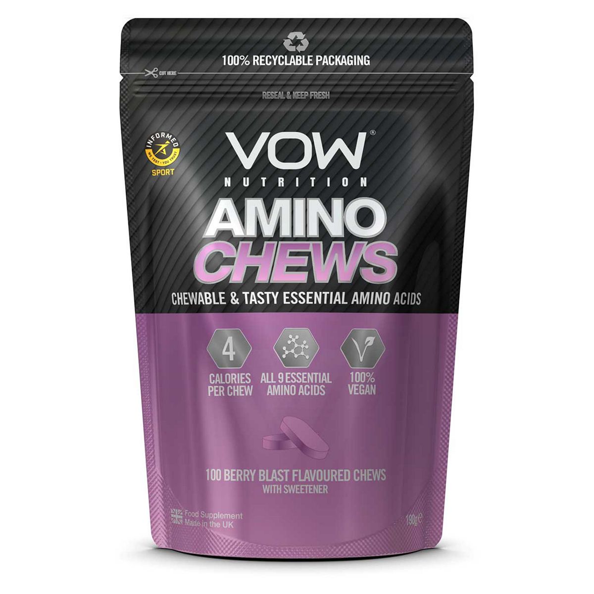 VOW Nutrition Amino Chews Berry 100s GOODS Boots   