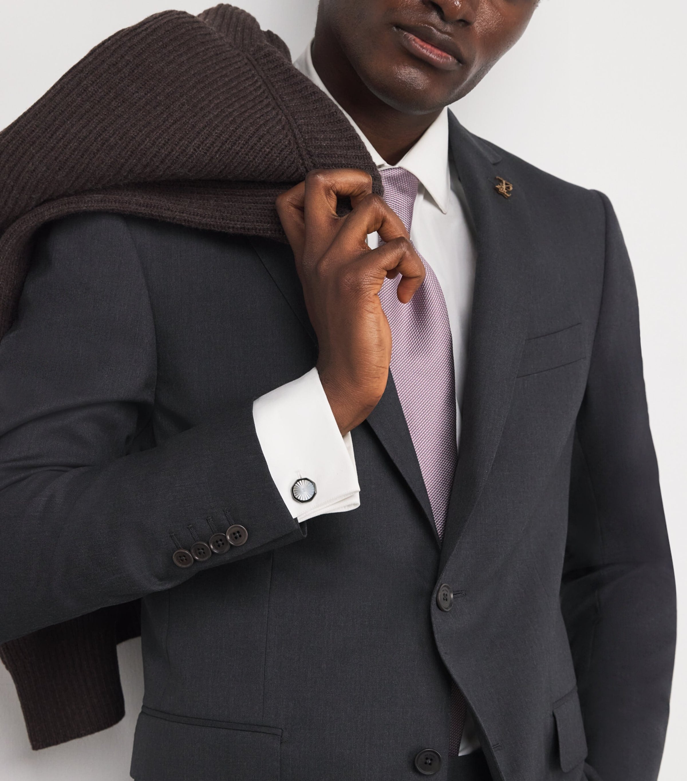 Tateossian cufflinks gunmetal mother-of-pearl sunburst (British brand)
