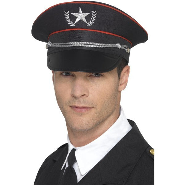 Smiffys Deluxe Military Hat black elastic rim (British brand)