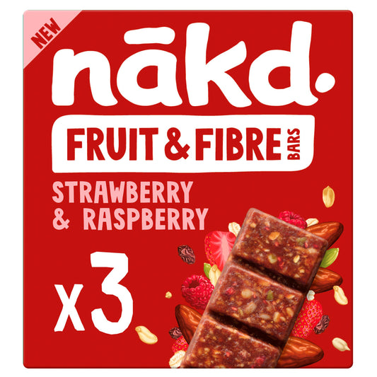 Nakd Strawberry Raspberry Fruit & Fibre Bars 3x44g GOODS Sainsburys   