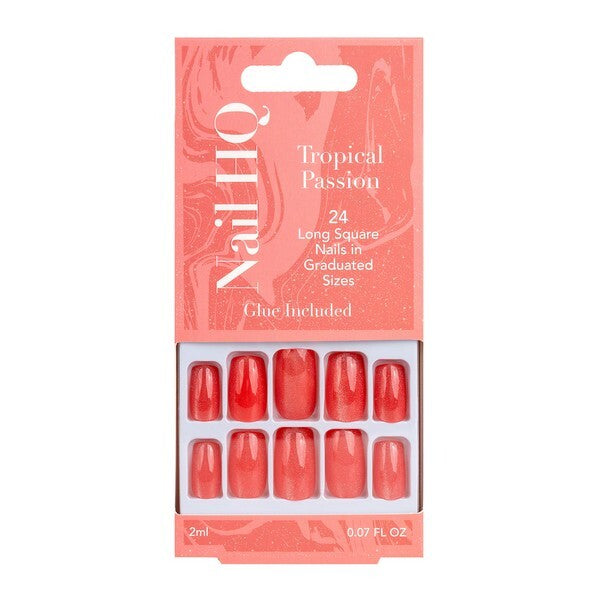 Nail HQ Square Tropical Passion false nails 24 pieces (British brand)