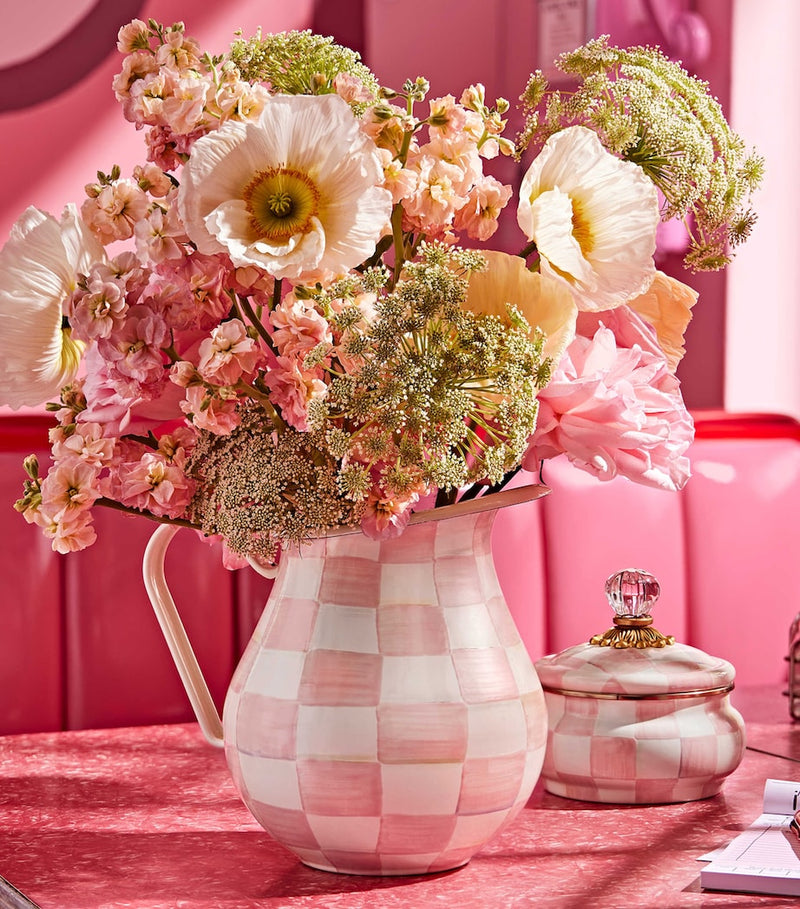 MacKenzie-Childs Rosy Check pitcher 3L, imported from the UK
