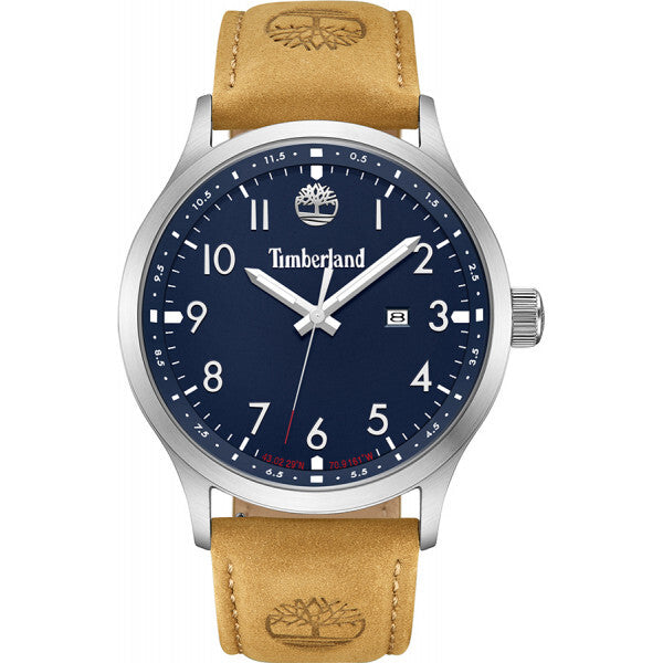 Timberland beige men's Trumbull watch leather strap stainless steel UK version