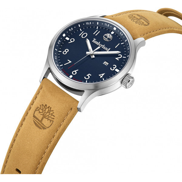 Timberland beige men's Trumbull watch leather strap stainless steel UK version