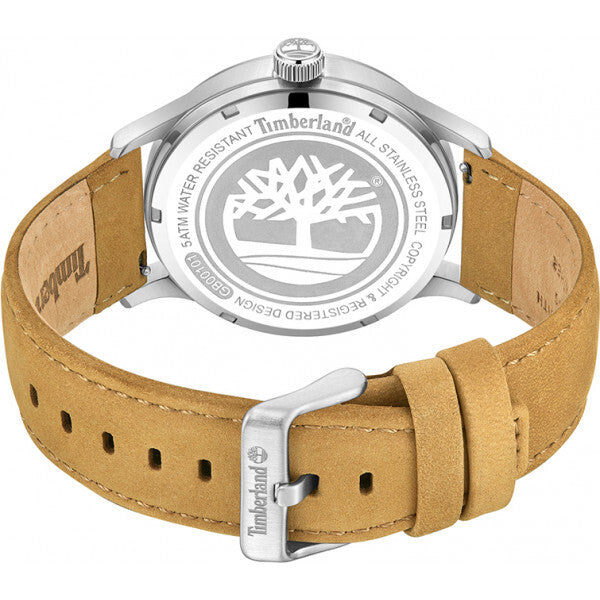 Timberland beige men's Trumbull watch leather strap stainless steel UK version