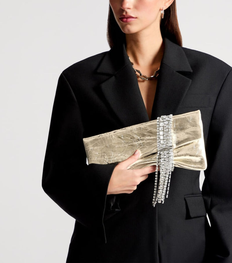 Jimmy Choo Zandra leather crystal clutch bag - British product