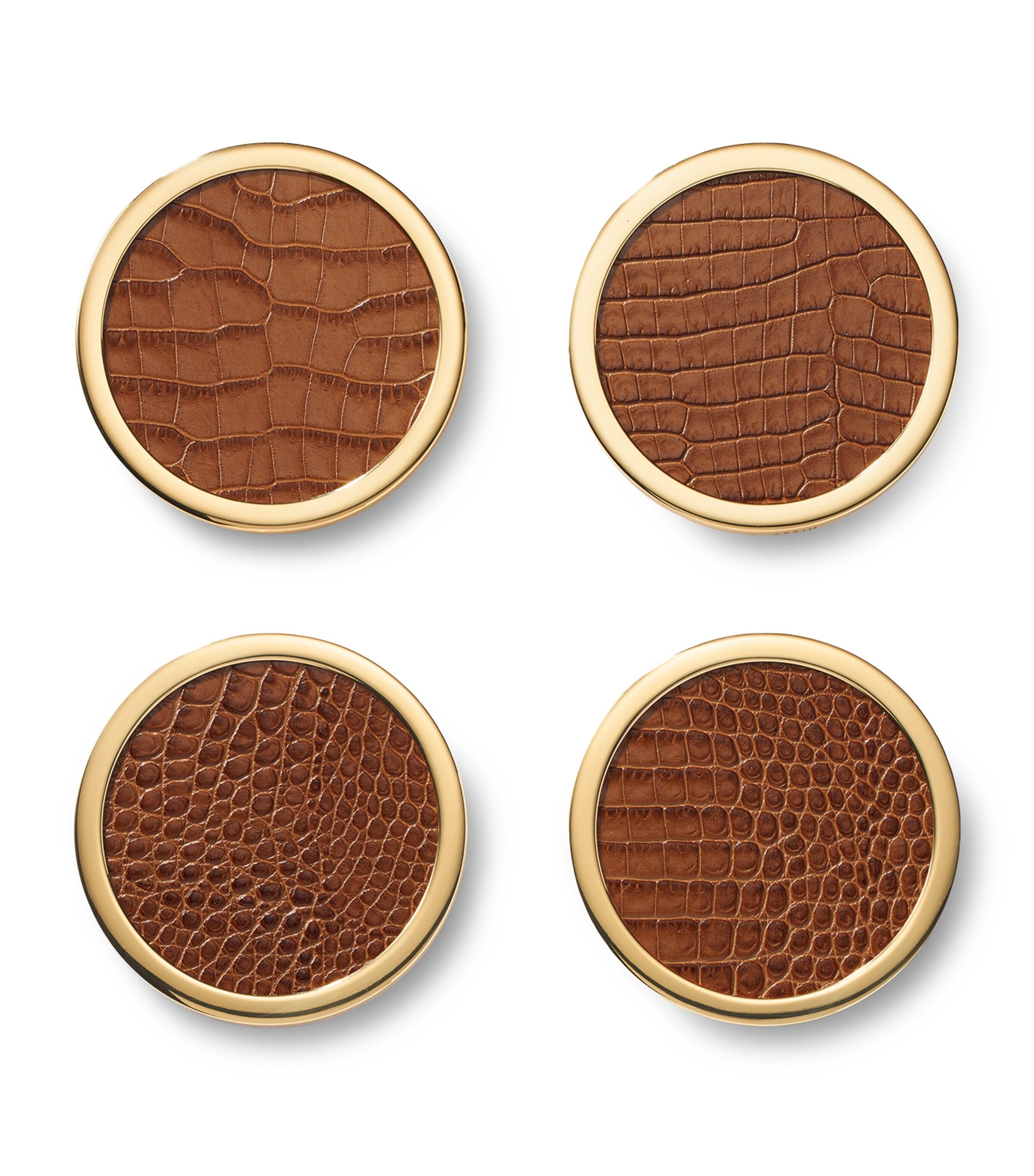 Aerin set of 4 leather classic coasters - British product
