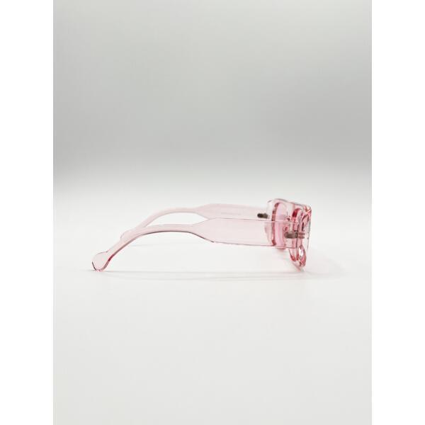 SVNX flat top oval sunglasses in pale pink, imported from the UK