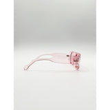 SVNX flat top oval sunglasses in pale pink, imported from the UK