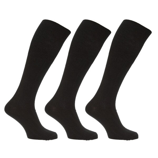 Mens Long Length Ribbed Socks (Pack Of 3) (UK 6-11)